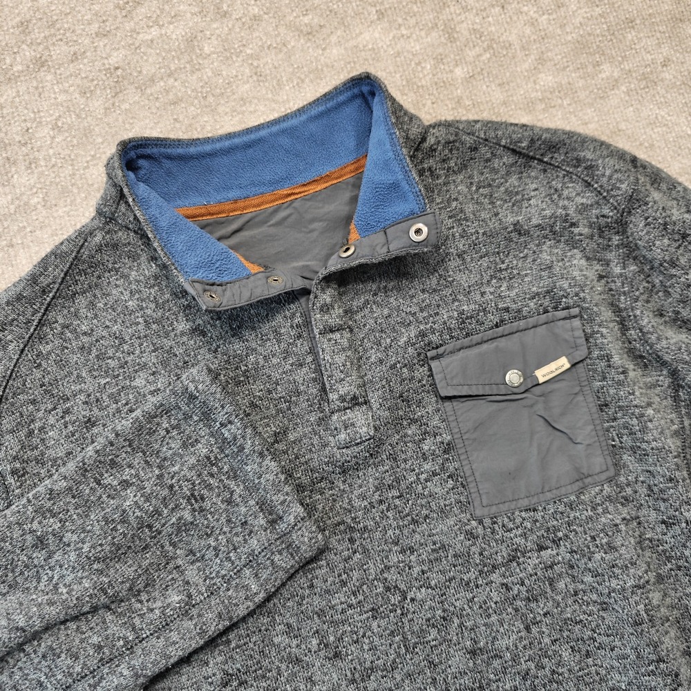 Woolrich Sweater‎ Mens XL Charcoal Grey 1/4 Snap Opening Hiking Pullover